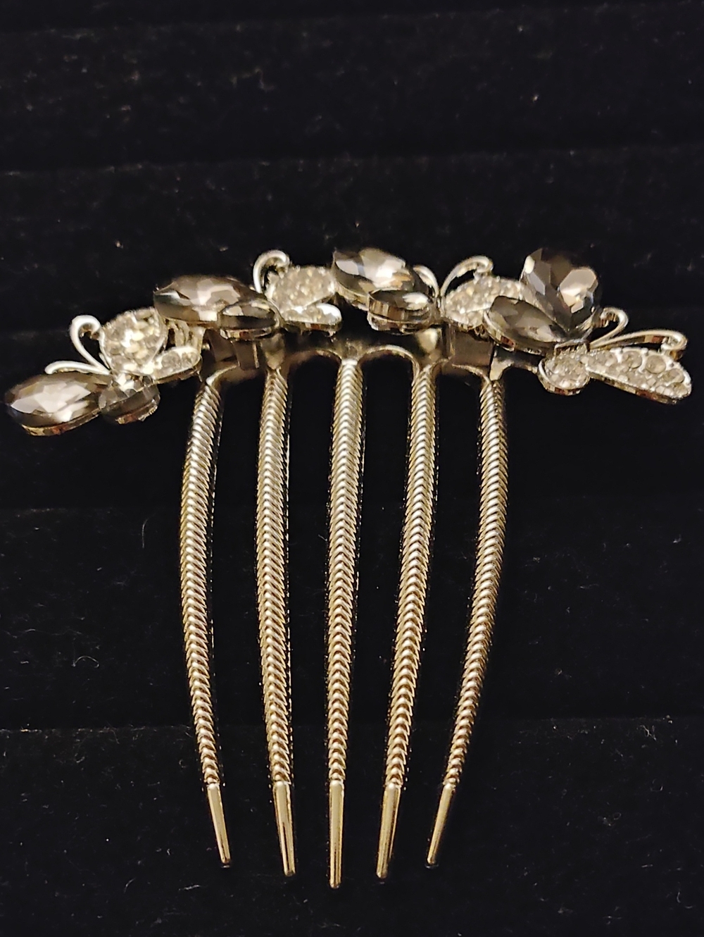 Rhinestone Butterfly Hair Comb in Silver